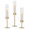 Hewory Gold Hurricane Candle Holders: Brass Candlestick Holders Set of