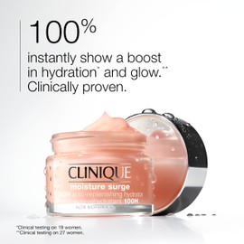Clinique Moisture Surge 100H Auto-Replenishing Hydrator Oil Free Face Moisturizer | With Hyaluronic Acid, Aloe Bioferment and Vitamins C + E | Hydrating + Moisturizing, Mini Travel Size, 0.5 Fl Oz