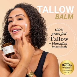 Eavara Beef Tallow for Face, Moisturizer with Manuka Honey & Pure Essential Oils, Organic Face & Body Balm, Natural Skincare with Jojoba, Sweet Almond, Tamanu & Baobab Oils, Made in USA, 4oz