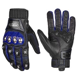 ILM Motorcycle Gloves, Leather (Genuine Leather), For Spring, Summer, Autumn, All Seasons, Hard Protector, Smartphone Compatible, Anti-Slip, Shockproof, Touch Panel, Outdoors, Airsoft Work, Motorcycle