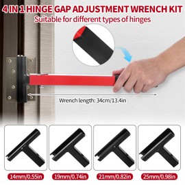 4 in 1 Hinge Gap Adjusting Wrench Kit, Multifunctional Hinge Wrench Door Hinge Adjustment Tool Door Gap Adjustment Tool, Door Hinge Tool Hinge Hole Adjustment Wrench with Rubber Grip for Residential