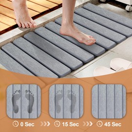 Revid 24"(L)×16"(W) Foldable Stone Bath Mat for Bathroom, Quick Dry Bath Mats, Non-Slip Absorbent Diatomaceous Earth Mats