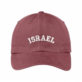 Israel Hat Jewish Hebrew Yisra'el Embroidered Baseball Dad Cap Maroon
