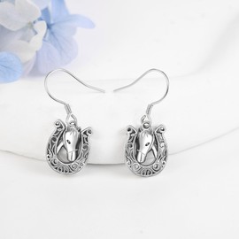 ONEFINITY Horseshoe Earrings 925 Sterling Silver Horseshoe Earrings Dangle Earrings Jewelry Gifts for Women, No Gemstone