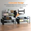 Shoe Rack with Side Pocket, Expandable 2-Tier Mesh Shoe Organizer