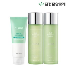 Kim Jung-moon Aloe Cure Calming Toner + Emulsion + Realoe Soothing Gel 150ml / 김정문알로에 큐어 카밍 토너+에멀젼+리알로에 수딩젤 150ml