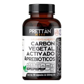 Carbon Vegetal Activado + Prebioticos 90 Caps 600mg