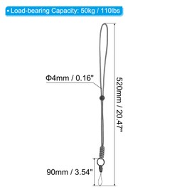 PATIKIL Paracord Lanyard 20 Inch, 2 Pack Necklace Keychain Cord Metal Clasp Hook Ring Strap for Keys Whistle ID Card Badge Holder, Gray