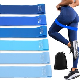 ETMSTCO Bandas de Resistencia Elasticas, 5 Niveles de Resistencia Bandas Elásticas, 6pcs Ligas Multifuncional de Resistencia para Ejercicio, 100% Natural Látex, Yoga, Fitness,Pilates (Azul)