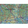 Texas, Louisiana, Arkansas & Mississippi States Physical Map - 23.3
