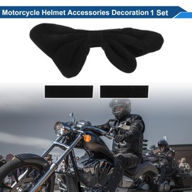 A ABSOPRO Motorcycle Helmet Accessories Decoration 3D Bow for Motorcycle Bicycle Skiing Helmets Black Fabric Stickers 1 Set