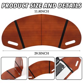 GlikCeil 30.5" Wood Curved Lap Desk Table Tray with Handles Wooden Foldable Desk Wood Curved Bed Wooden Lap Board Keyboard Tray for Laptop Computer Mouse(Reddish Brown)