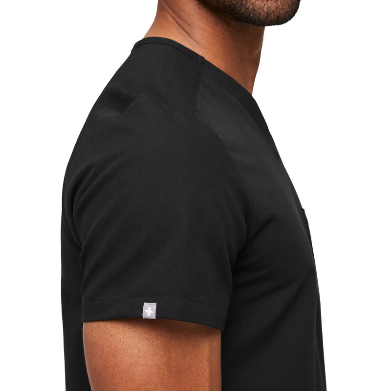FIGS Chisec Three-Pocket Scrub Top for Men – Black, XL