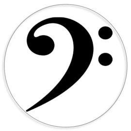 Kiwi Gifts Bass Clef - 3 Pack Circle Stickers 3 Inch - Music Musician Band Orchestra