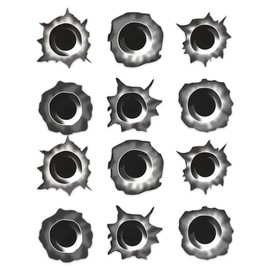 12pcs 2D Flat Bullet Hole Stickers, 1.57''x1.57'', Waterproof Decal, Exterior Decorative Accessories, Suitable for Motorcycle, Fuel Tanks, Helmets, Scooter Body, Hard Hats and More | CZ91