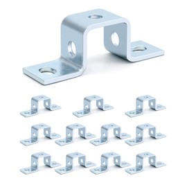 QWORK Steel Electrogalvanized U-Shaped Strut Connector Brackets, 5 Hole Design, 12 Pack 1-5/8" Inner Height, Ideal for Fastening and Mounting in 1-5/8" Strut Channel