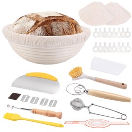 Brot Backen Zubehör Gärkörbchen Gärkorb Brotbackzubehör Brotbackset Garkorb Brotback Set Gähr Körbchen Sauerteig Brotgärkörbchen Proofing Basket Rund Brotgärkörbe Baking Groß Backkorb Natur Rattan