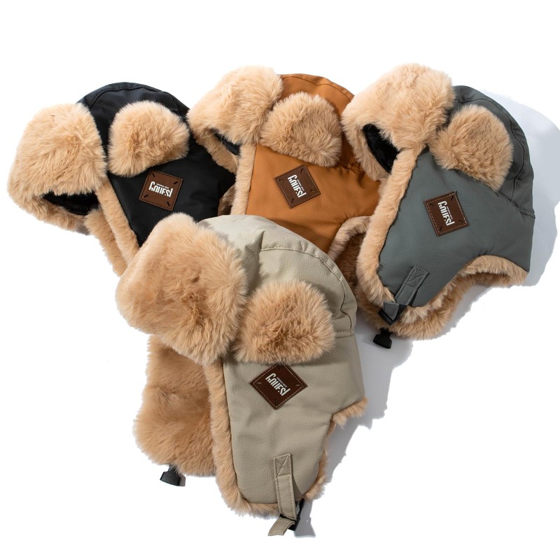 Clakllie Warm Trapper Ear Flaps Hats Russian Fur Hat Trooper