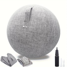 65cm Exercise Ball Chair with Fabric Cover, Pilates Yoga Ball Chair for Home Office Desk, Pregnancy Ball & Balance Ball Seat to Relieve Back Pain, Improve Posture, Birthing Ball for Pregnancy - Color: grey, Size: 25.59inch