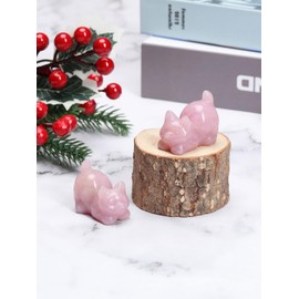 JSDDE Cat Figure Decoration, Gemstones Cat, Crystal Cat, Healing Stones Decoration for Cat Lovers, Decoration for Home, Office, Room (Rose Quartz)