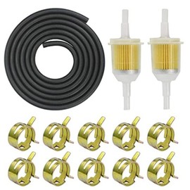 GEFAEJIFO Petrol Hose Kit, Motorcycle Fuel Filter 2 Metres & 6 mm Fuel Line 2 Pieces 8 mm Fuel Filter 10 Pieces Hose Clamps for Car Motorcycle Lawn Mower Scooter Diesel