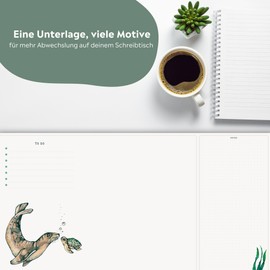 Ligarti Desk Pad Paper (100% Sustainable) A3+ Weekly Planner Pad with To Do List and Changing Motifs - Weekly Planner Undated, Desk Mat (Ocean Friends)