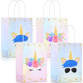 16 Pieces Unicorn Party Favor Bags for Unicorn Birthday Party Supplies, Unicorn Gift Bag Unicorn Party Candy Goody Treat Bags for Unisex Unicorn Party Favors Girls Boys Kids Baby Birthday Decorations
