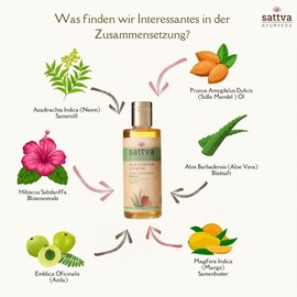 Sattva Shampoo - Sensitive Natural Cosmetics with Herbs for Shine & Moisture, No Sulphates, Silicones & Parabens - Mild Shampoo for Scalp (Mango)