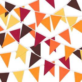 MARFOREVER Fall Pennant Banner, 30Pcs Fabric Thanksgiving Triangle Flags Bunting Garland Fall Theme Colors Hanging Decorations for Autumn Harvest Garden Wedding Baby Shower Party Supplies