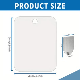 Shaving Shower Mirror with Hook, 7.8 Inch x 9.8 Inch Fogless Shower Mirror, Non-Breakable Plexiglass Cosmetic Mirror, Bathroom Shatterproof Shaving Mirror for Men Shaving in The Shower