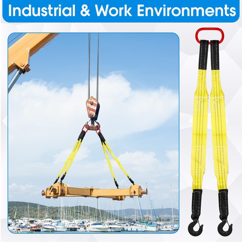 Maasechs 2 Pack Lifting Slings Straps with Hooks Web Slings