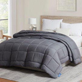Nestl All Season Quilted Down Alternative Comforter - Oversized King Size, Grey, With Corner Tabs