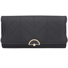 GOUNNU Long Purse for Women PU Leather, Large Capacity PU Leather Women's Wallet Wallet for Women with Multiple Card Slots and Coin Zipper Pocket Ladies Purse Clutch (A-Black)