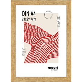 accent by nielsen Scandic Photo Frame, A4, 21x29.7cm Solid Oak Wooden Picture Frame with Protective Float Glass - Oak