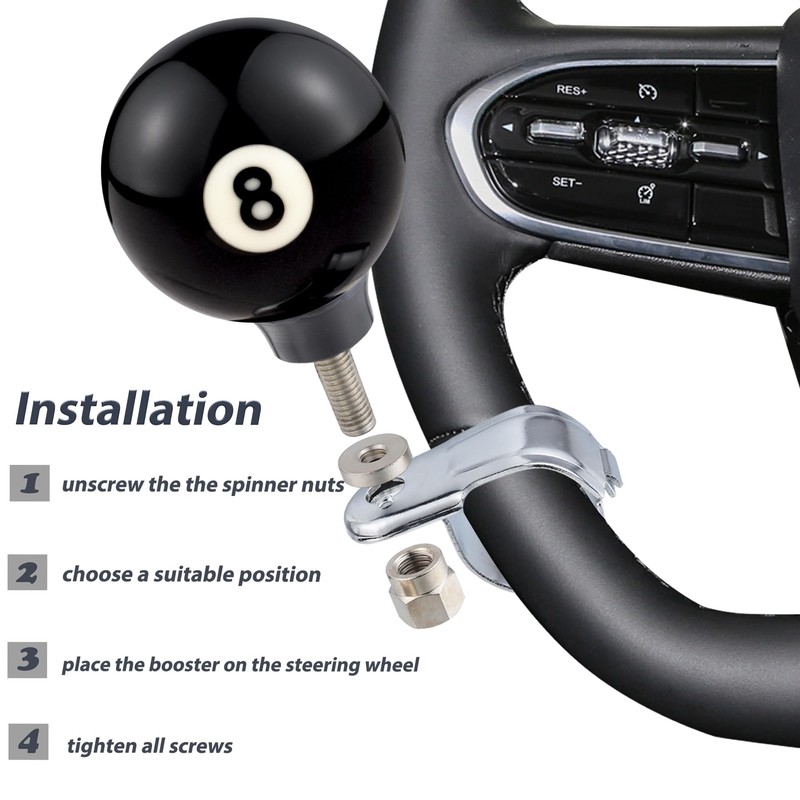 Padaodao Number 8 Ball Steering Knob Spinner Wheel Assist Grip