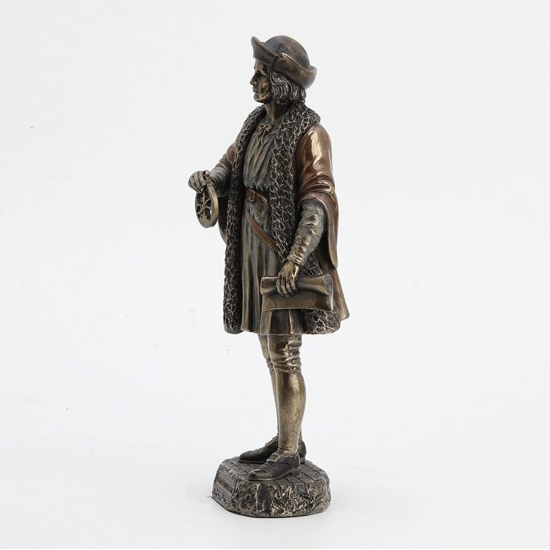 XoticBrands Christopher Columbus Standing - Famous People Sculpture - Cold