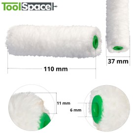 ToolSpace 10 x Paint Rollers, 11 cm, Microfibre Paint Roller for Emulsions, Latex, Acrylic and Oil Paints, Paint Roller for Fine Surfaces, Painter's Roller, Painting Accessories, Small Area Roller for