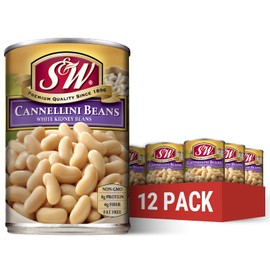 S & W Cannellini Beans (12 Pack), Vegan, Non-GMO, Natural Gluten-Free Bean, Sourced and Packaged in the USA (15 Ounce Can)