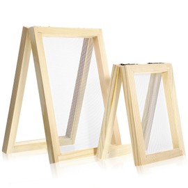 2 Pcs Paper Making Screens, Wooden Papermaking Screen Frame Mould 5 x 4 Inch and 5 x 7 Inch Paper-Making Frame for DIY Paper Craft, Dried Flower