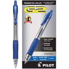 G2 Premium Retractable Gel Ink Pen, Blue Ink, Ultra Fine, Dozen