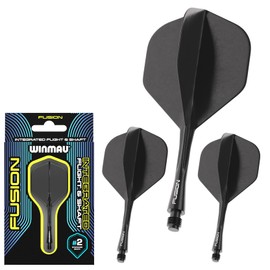 WINMAU Fusion Black Intermediate Integrated Dart Flight and Shaft System - 1 Set Per Pack (Total 3 Flight and Shaft)
