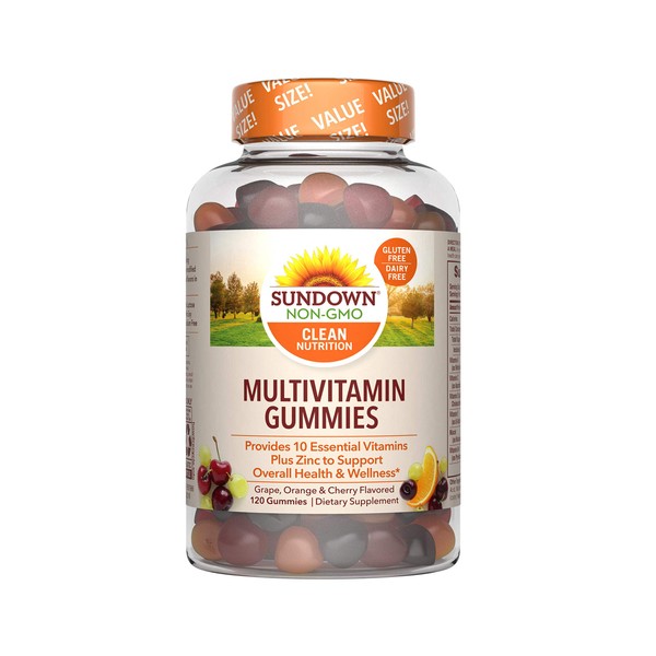 Adult Multivitamin Gummies by Sundown, Dietary Supplement with Vitamin D, C and Zinc for Immune Support, Non-GMO, Free of Gluten, Dairy, Artificial Flavors, 120 Gummies