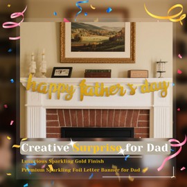 Oeyliz Happy Fathers Day Banner Father Day Decorations Fathers Day Garland Sign DIY Glitter Dad Day Party Banner Party Decorations Backdrop Dad Day Outdoor Indoor Home Gold