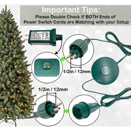1/2inch Plug Power Cord with On/Off Foot Switch Raintight 6FT for Christmas Tree Lights Compatible Replacement for TS-8W29V, TS-13W29V, TS-17W29V, TS-18WL29V, TS-26WL29V, TS-48W29V - NO Lights Mode