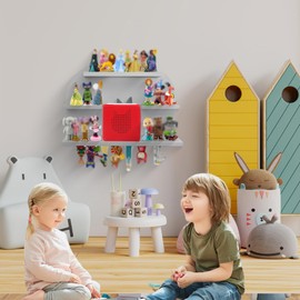 For Tonies Figures Shelf Magnetic,for Tonie box Wall Shelves,for Tonies Characters Organizer,Audio Toy Storage (Holds 45 Figurine),Compatible Charging Station for Kid's Room,Pine,Arch,Large,Light Gray