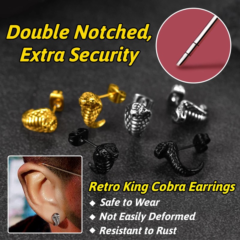 Cobra Stud Earrings for Women Silver Tiny Ear Studs Stainless