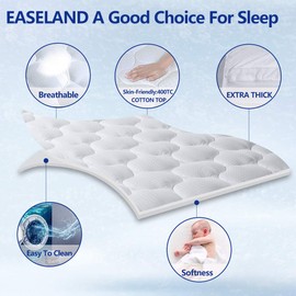 EASELAND King Size Mattress Topper Pillow Top Mattress Cover Quilted Fitted Mattress Protector Cotton Top 8-21" Deep Pocket Extra Thick Mattress Pad (78x80 Inches, White)
