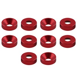 10 Pcs M4 Aluminum Anodised Cup Washers with Countersunk Head for Engine Bay Bumper (Red)