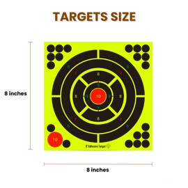 Lipulacer 8x8 inch Bullseye Splatter Target, Shots Burst Bright Fluorescent Yellow Shooting Targets with Repair Pasters (20Pack)