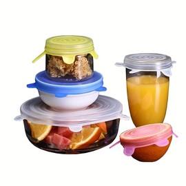 6pcs Reusable Silicone Stretch Lids, Six-piece Set Of Silicone Fresh-keeping Covers, Stretching Bowl Covers,Dust-proof Refrigerator Microwave Oven Sealing for Various Food Containers (yellow)